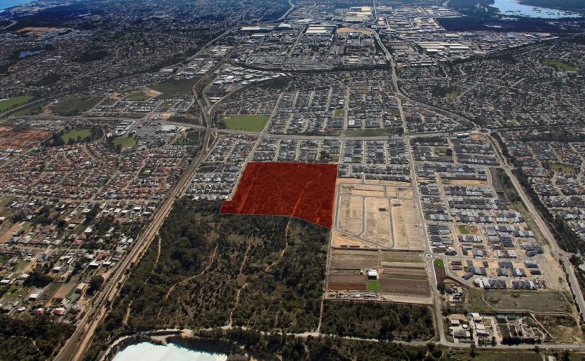 Aerial shot of Beeliar suburb highlighted Atop Beeliar land development