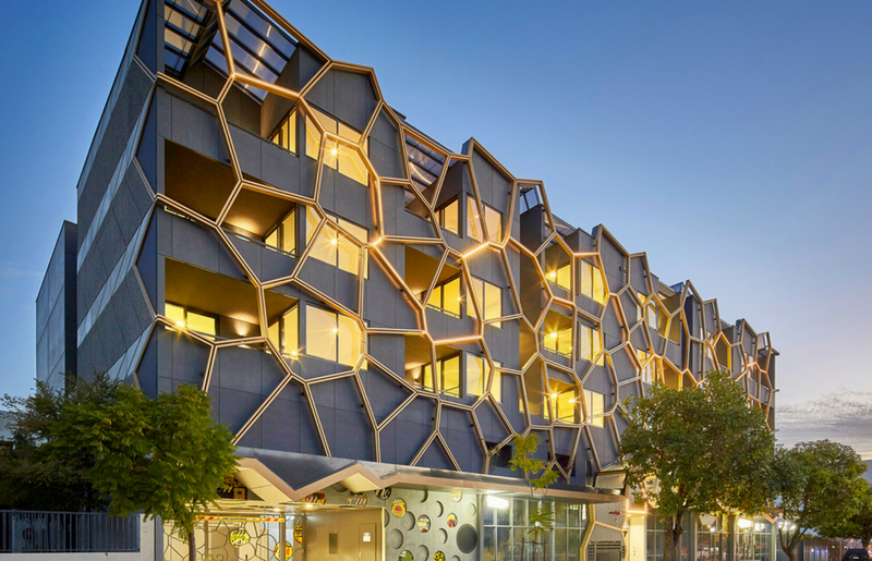 External professional dusk shot of M/24 Apartments by Match in Leederville