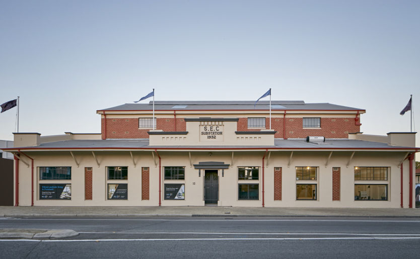 External professional photoshoot of the heritage Fremantle S.E.C. Substation which will be incorporated in the M/27 by Match project