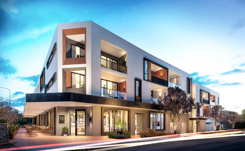 Render of M/25 by Match in Mount Lawley on the corner of Burt Street and Walcott Street