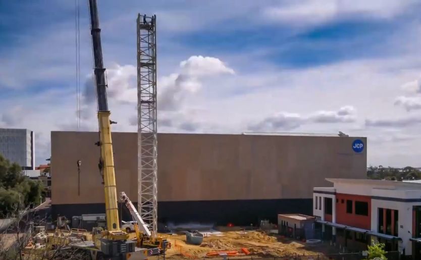 Crane installation at Quest Apartment Hotel in Joondalup