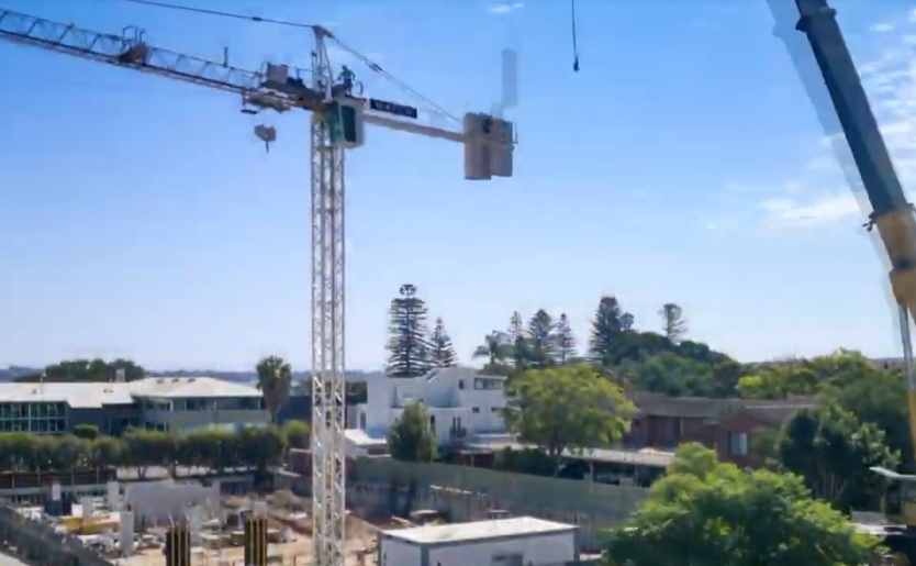 Crane installation at M/26 Apartments by Match in Como